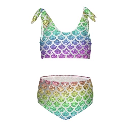 Image of Girls Tankini Swimsuit Bathing Suit Two Piece Bikini Summer Beach Swimwear with Adjustable Strap 3-12 Years Solid Color
