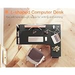 ODK 40 Inch Small L Shaped Gaming Computer Desk with Power Outlets, Reversible Storage Shelves & PC Stand for Home Office, Simple Writing Study Table with Storage Bag for Small Space, Black - Image 5
