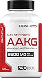 Piping Rock AAKG Supplement | 120 Caplets | 3600 mg | Arginine Alpha-Ketoglutarate Supplement | Nitric Oxide Enhancer | Max Strength | Vegetarian, Non-GMO, Gluten Free