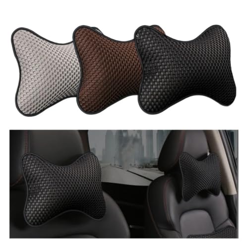 Cojín de asiento de coche y reposacabezas de soporte para cuello transpirable negro (2 piezas) 6