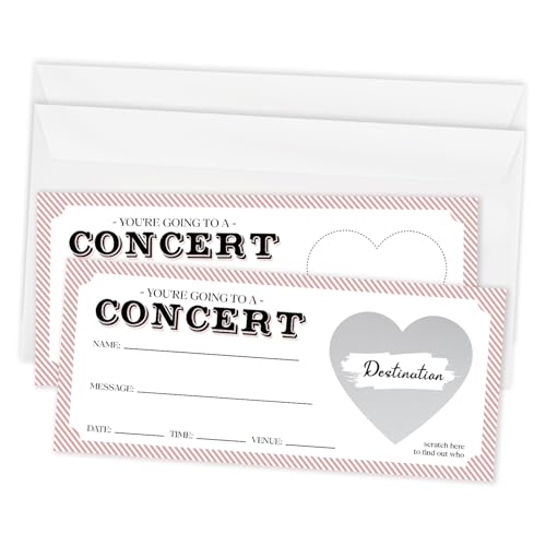 2 Set Pink Surprise Concert Tickets with Envelopes, DIY Ticket