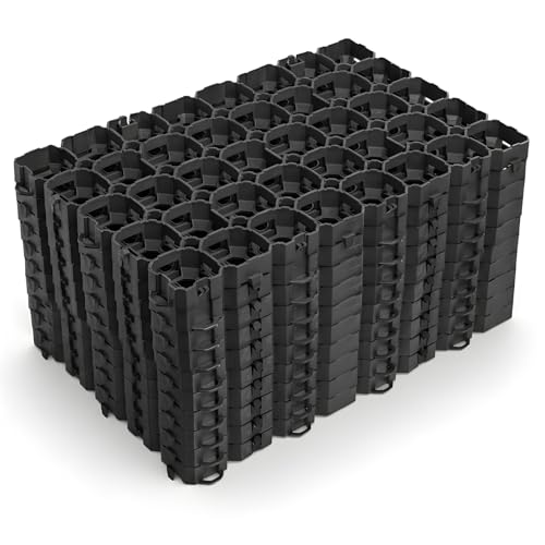 DEWEPRO Rasengitter 10er Set Kunststoff 57x38x4 cm extrem belastbar & formstabil Rasenwaben für Einfahrt Parkplatz & Wege wasserdurchlässig & stabil Klicksystem