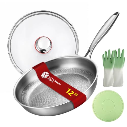 12-Inch Titanium Pro Pan Hammered Frying Pan with Lid - image 1