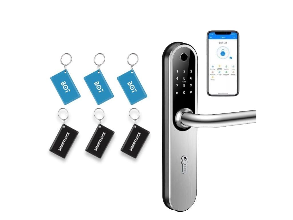 BOT TTLock H1W - Cerradura electrónica para puerta (72 mm, resistente al agua, huellas dactilares, Bluetooth, función inteligente)