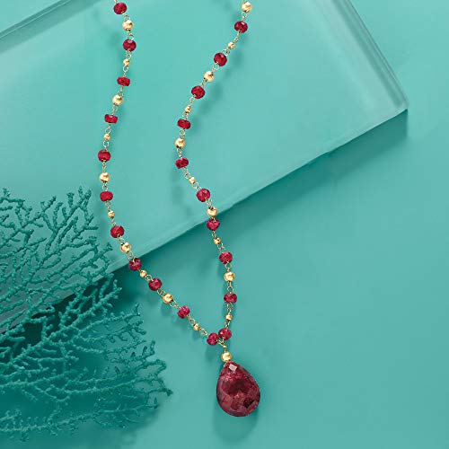 Ross-Simons 25.50 Ct. T.w. Ruby Station Necklace In 14Kt Yellow Gold. 20 Inches #TOP2