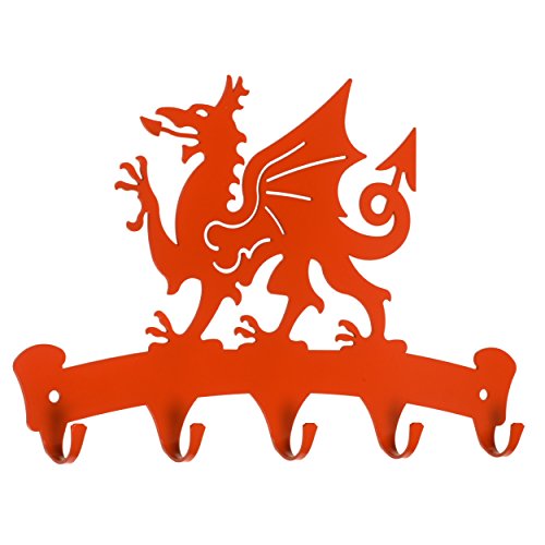 Image of Dragon Laser Ltd., Made in Wales Metal Wall Hook - Red Dragon - Ideal for Keys, Dog Leads, Kitchen Utensils and Coats - Home Organiser Gift Idea, Welsh Gift Idea, Gift from Wales, Welsh Dragon