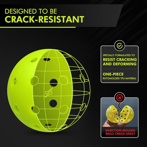 Image of Pickleball Balls, Outdoor Pickleballs USAPA Approved, Enhanced Durability Pickle Ball with Roto-Molded & Seamless Design, 40 Holes Green Pickleballs for Beginners Professionals, 4 Pack
