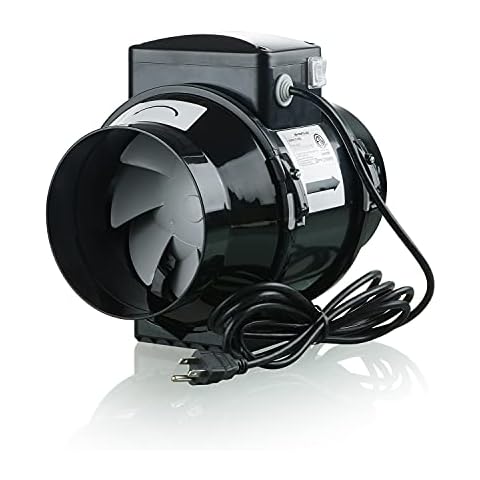 VENTS-US TT Pro 100 ETL Listed 4" Inline Duct Fan for High Static Pressure Duct Applications, up to 210 CFM - Duct Booster Fan in Black Plastic Casing Cover