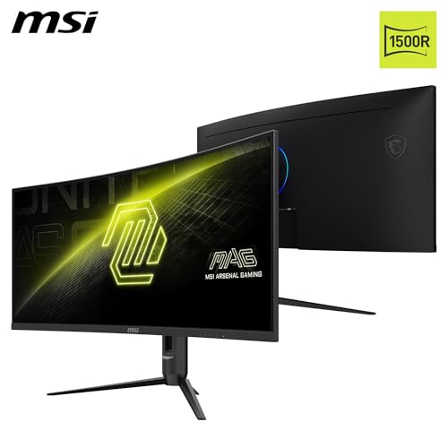 MSI MAG 342CQR E2 34 Inch 2K UWQHD Curved Gaming Monitor - 1500R 3440 x 1440 Resolution, 180 Hz / 1ms (MPRT), Adaptive Sync - DP 1.4a, HDMI 2.0b CEC, 95% DCI-P3, AI Vision, HDR Ready 2 41S3cTisk2L