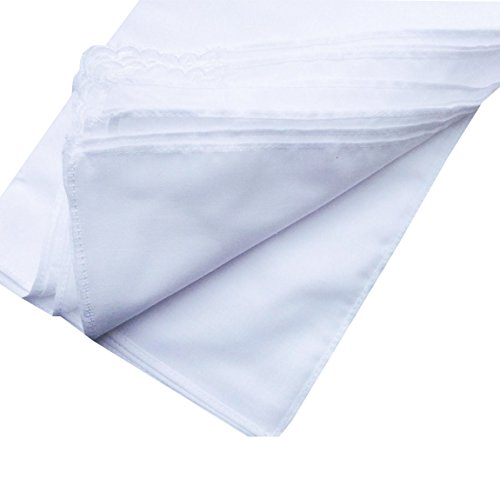 Mileymarla Ladies Embroidery Cotton White Handkerchiefs Lace Wedding Hankiesa-3Pcs #TOP4