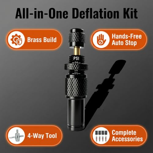 Image of SUVCARMPING Adjustable Auto-Stop Tire Deflator Valve Kit (10-30 PSI) 4 PCS Screw-on Tyre Air Down Tool for Offroad 4x4(MS-TD04)