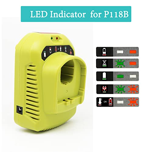 Image of 2Packs 18V Battery and Charger Combo for Ryobi 18 Volt Cordless Tools Battery and P118B Charger, 18V Battery Capacity Output 3.0Ah