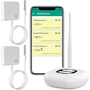 WiFi Thermometer Freezer Alarm, Email Alert, App Notification, Data Record Export, No Subscription Fee, Remote Wireless Temperature Sensor for Refrigerator, Freezer, Hot Tub (2 Pack) …