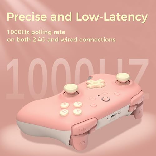 Image of AKNES 8Bitdo Ultimate 2C Wireless 2.4G Controller for Windows PC and Android, Gamepad with Hall Effect Joysticks and Hall Triggers, 1000Hz Polling Rate, Remappable L4 /R4 Bumpers - Peach | Gamepad with Hall Effect Joysticks and Hall Triggers, 1000Hz Polling Rate, Remappable L4 /R4 Bumpers - Peach