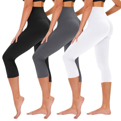 Image of TNNZEET Capri Leggings for Women - Tummy Control High Waisted Soft Yoga Pants for Gym Workout