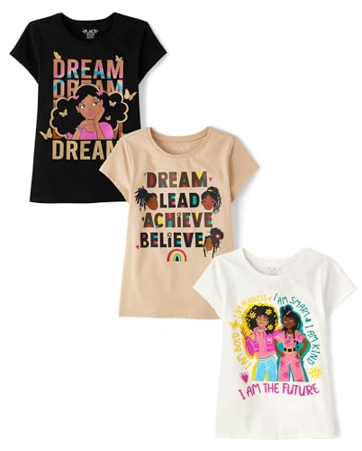 The Children's Place,Girls,Kindness,Love,Equality Short Sleeve Graphic T-Shirts, Multipacks,Dream/Girl/Future...
