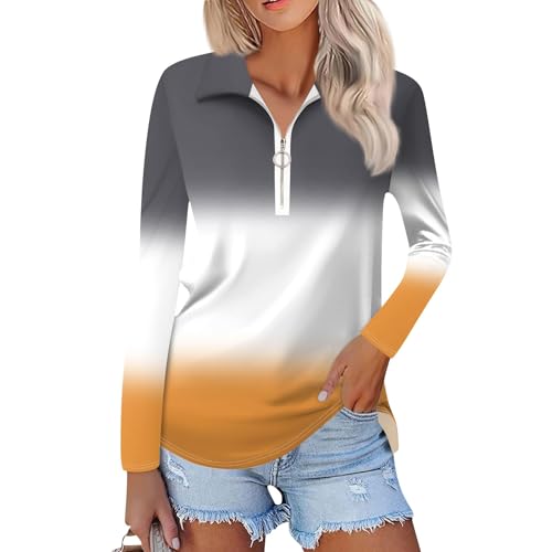 Golf-Tops-for-Women-Long-Sleeve-Fall-Quarter-Zip-Pullover-V-Neck-Polo-Shirt-Solid-Color-Soft-Blouse-Plus-Size-Outfit