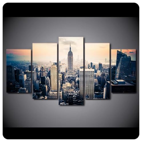 Toile New York HD : impression sur toile haut de gamme 5 panneaux pour grand mur
