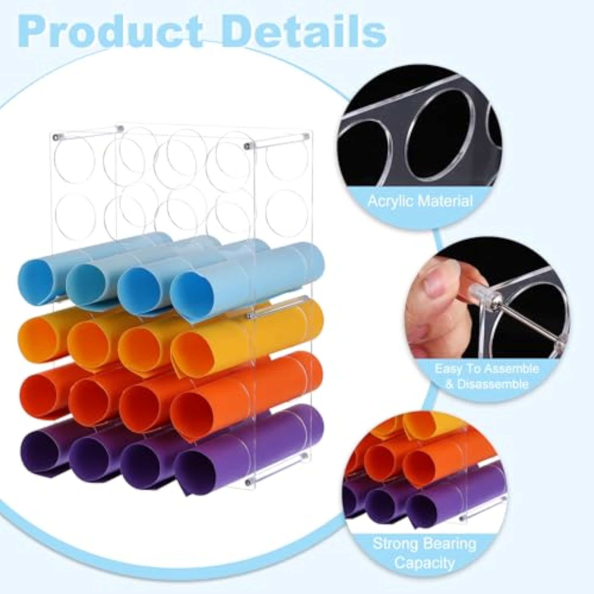 Vinyl Roll Storage Rack with 24 Holes