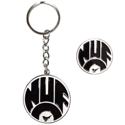 Image of Newcastle United Official compatible Retro 83-88 Crest Keyring and Badge Set