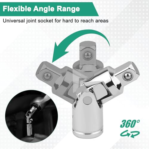 Image of STHIRA 4-Piece 3 /8 inch Drive Socket Extension Bar Set, Includes 3 inch /6 inch /10 inch Extensions with Universal Joint Adapter, Heavy-Duty Carbon Steel Socket Extension Kit for Automotive and Mechanical Use
