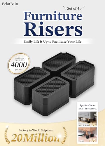 Image of EclatBain Rectangular Adjustable Bed Risers 3&4.3 Inch, 4000 lbs, 4 Pack