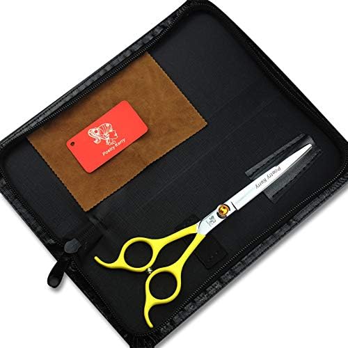 high-end Professional pet Care 6.5 inch pet Scissors JP440C Steel Silver curved scissors (Half yellow)
