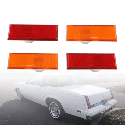 telfair Marker Light Lens Set for Front Fender & Rear Quarter Side Compatible with 1981-1988 Cutlass Calais Salon Supreme 442 - Amber & Red-4pcs