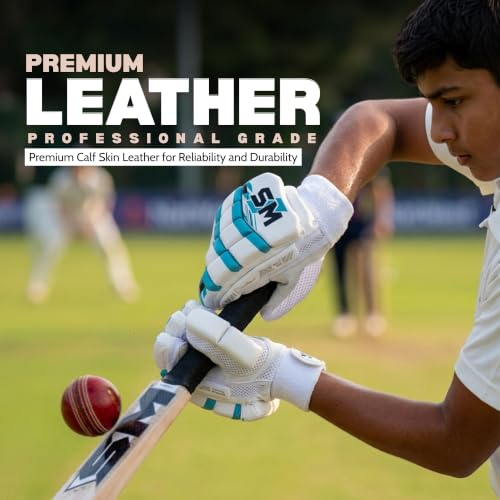 Image of SM Force Batting Gloves | Cricket Gloves | Superlight Match Performer | Premium Calf Skin Leather | Fibre Shielded Fingers | Nylon Gusset Ventilation | Youth Competition Gloves | Size Youth