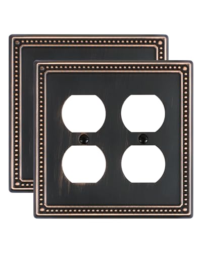 TREEWELL 2-Pack Double Duplex Outlet Cover, Aged Bronze