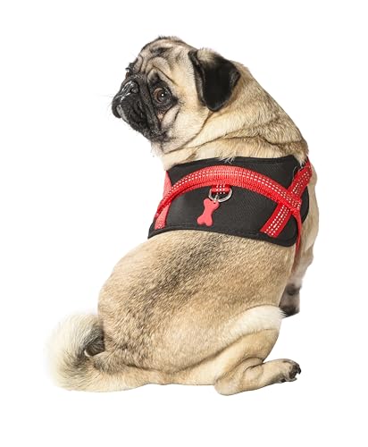 Bobby Easy Safe - Hundegeschirr mit Anhänger, Hundegeschirr für mittelgroße kleine große Hunde aus Nylon, sicher, bequem, reflektierend, braun, 39-50x1,6 cm