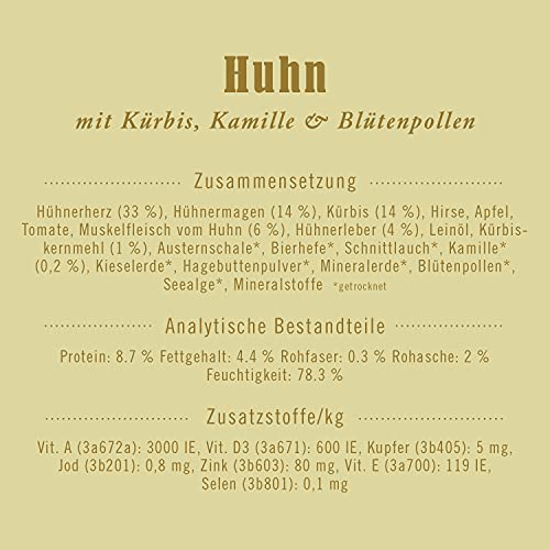 Terra Canis Huhn, Kürbis, Blütenpollen & Kamille - Welpen Nassfutter, 12x200g I Premium Hundefutter in 100% Lebensmittelqualität Aller Rohstoffe I Reichhaltig & gesund I Getreide - & glutenfrei