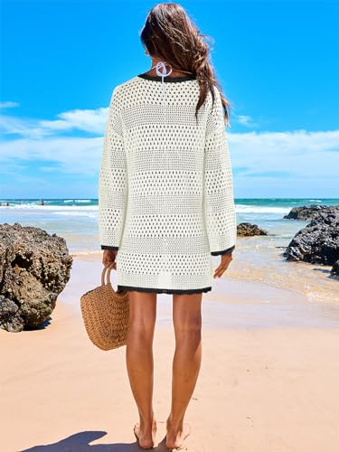 ANRABESS Women Swimsuit Crochet Swim Cover Up Summer Bathing Suit Swimwear Knit Pullover Beach Dress - Image 6