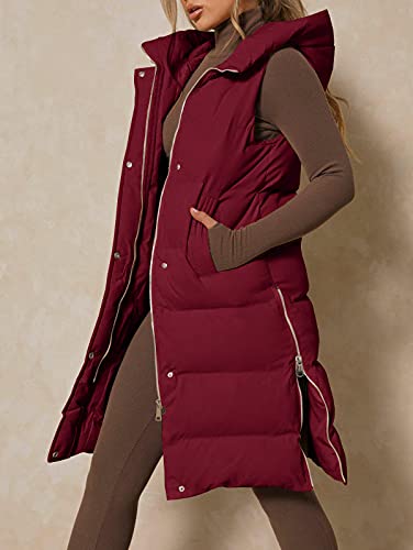 Inorin Womens Down Vest With Stand Collar Thick Hooded Sleeveless Long Coats Jacket #TOP2