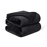 Walensee Sherpa Fleece Blanket (Throw Size 50”x60” Black) Plush Throw Fuzzy Super Soft Reversible Microfiber Flannel Blankets for Couch, Bed, Sofa Ultra Luxurious Warm and Cozy for All Seasons
