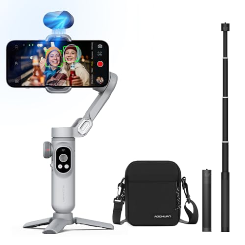 Image of AOCHUAN 3-Axis Gimbal Stabilizer for Smartphone Smart AI XPro Grey & B10 Storage Bag & E10 Extension Rod