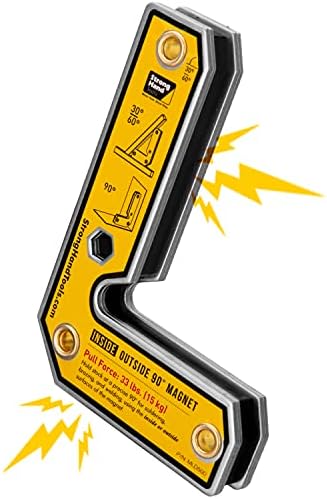 Strong Hand Tools MLD600 90° Fixed Angle Magnetic Square, Inside/Outside Magnets, Welding Square, 40 lbs Pull Force, 6" Length