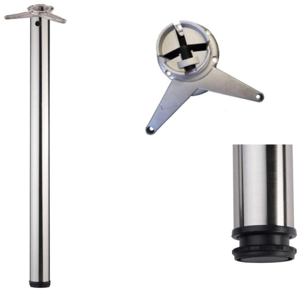 Pata regulable 870 mm + 40 mm, aspecto de acero inoxidable, redondo Tubo D 60 mm Muebles Soporte kürzbar mittls Flex Sierra pata de mesa mesa