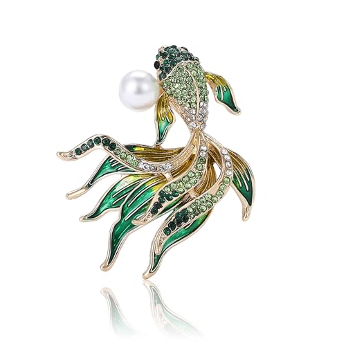 Image of Rhinestone Goldfish Brooches and Pins for Women Fashion Accessories Clothing Pins