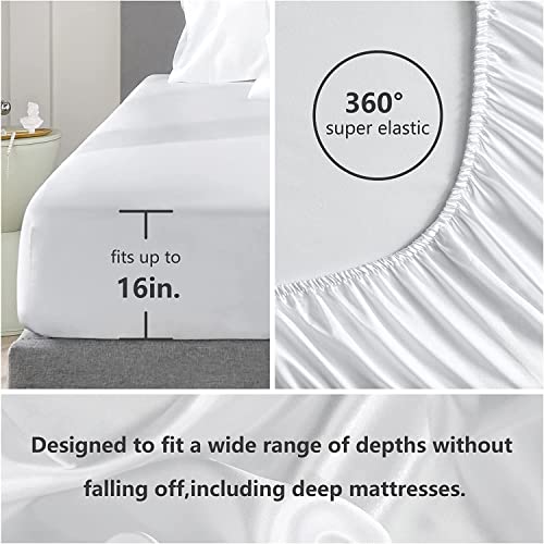 King Linen Silk Satin Bedsheet Set 4 Piece Queen Size (60X80)+ 16 Inch Deep Pocket Black Color Cooling Soft And Silk Satin Sheets Queen Size Bedding Set #TOP3