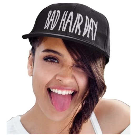 New Snap Back Cap Gorra de béisbol - para hombre Negro Bad Hair Day