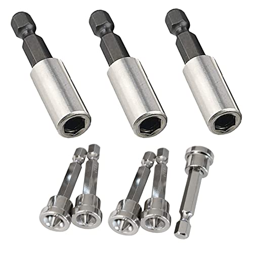 8Pcs Drill Bit Extension Set, Magnetic Power Drill Bit Holder, 3Pcs Hex Shank Drill Bit Extender(2.36")&5Pcs Magnetic Positioning Drywall Screw Setter Dimpler Ph2 Bit(5Pcs 50Mm + 2.36" 3Pcs Extension) #TOP5