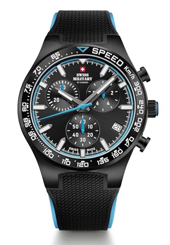 Chronographe quartz homme Swiss Military SM34115.08 montre noire de précision