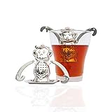 Stainless Steel Tea Infuser & Drip Tray Cute Monkey Frog Shape Tea Strainer Loose leaf Filter Diffuser,Convenient Cute Kettle Tea Tools