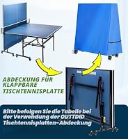 Tischtennisplatte Abdeckung, 600D Wasserdichte Abdeckung für Tischtennisplatte, Outdoor Pingpong Schutzhülle Tischtennis Abdeckhaube Reißfest Wasserdicht Winddicht UV-Beständiges -- 166x72x186cm – Ansicht 3