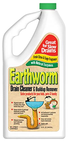 Earthworm Drain Cleaner - Clog Remover - Drain Opener/Deodorizer - Natural Enzymes, Safer for Families, Environmentally Responsible - 32 fl oz