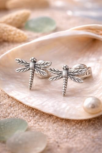 Boucles d'oreilles libellule argent 925 clous discrets au quotidien - 7