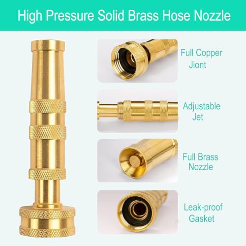 Solid Brass Heavy Duty Adjustable Twist Hose Nozzle, CM CUMIZON Jet Sweeper Nozzle, High Pressure Hose Nozzle Solid Brass,Water Hose Sprayer Nozzle, B - Thumbnail 3