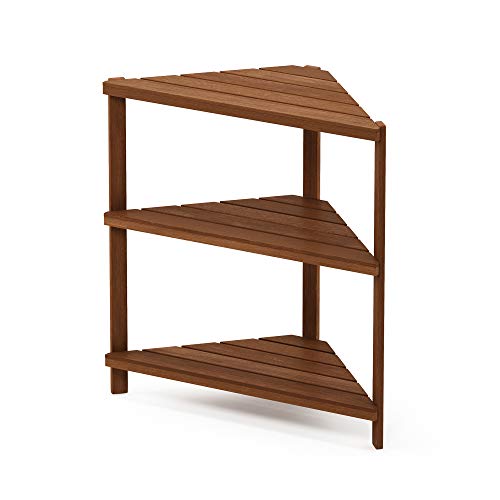 Furinno Fg18445 Tioman Hardwood Patio Furniture Corner Shelf In Teak Oil, Natural #TOP3