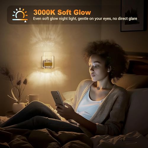 JandCase Night Light Plug in Wall, Plug in Night Light with Dusk to Dawn Sensor, Dimmable 0-100LM, Nightlight Kid 3000K Warm White, Acrylic Bubble Plugin Wall Light for Bedroom Hallway Kitchen 2 Packs - Image 5